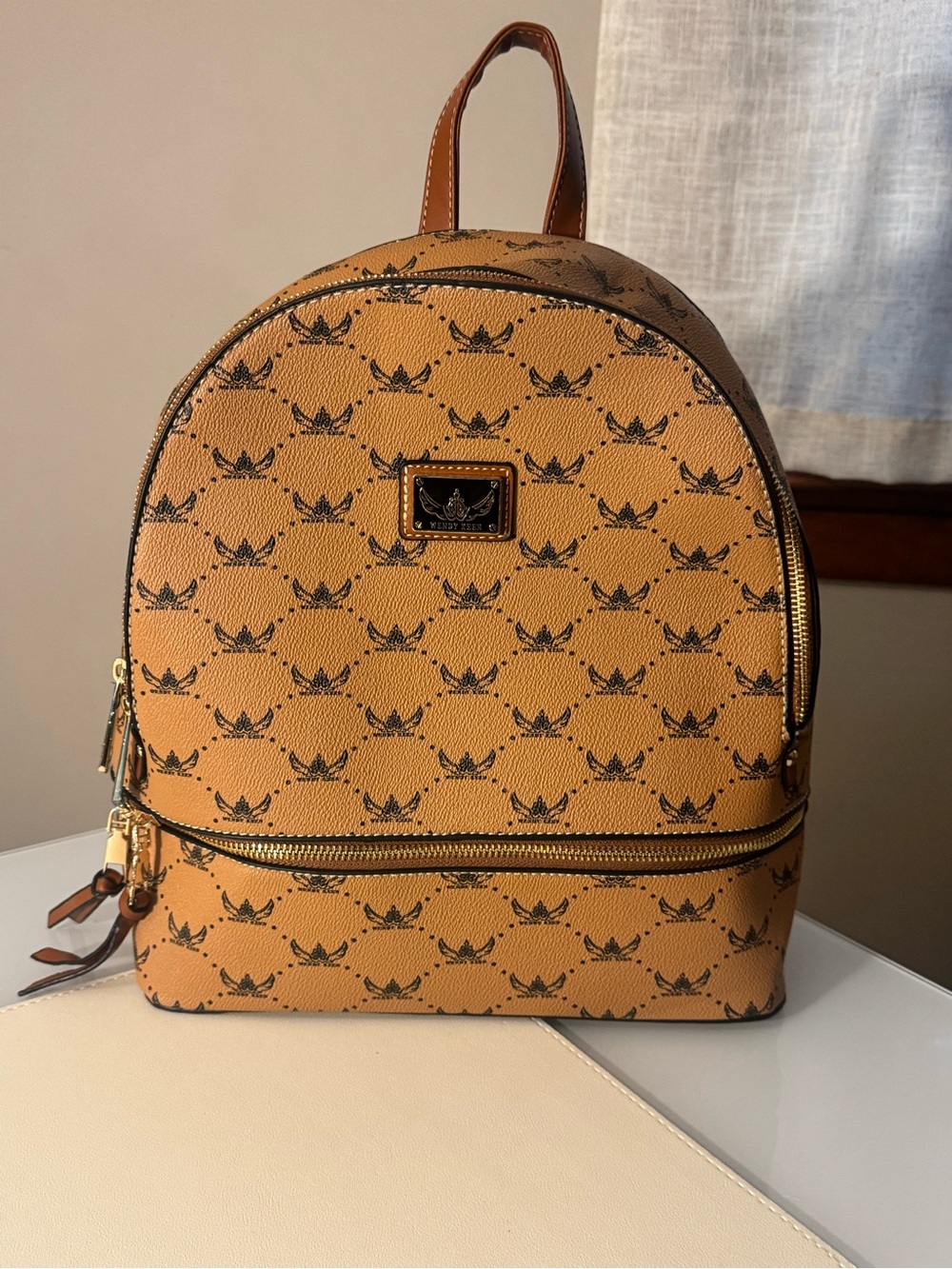 Wendy Keen Tan and Black Logo backpack-NWT